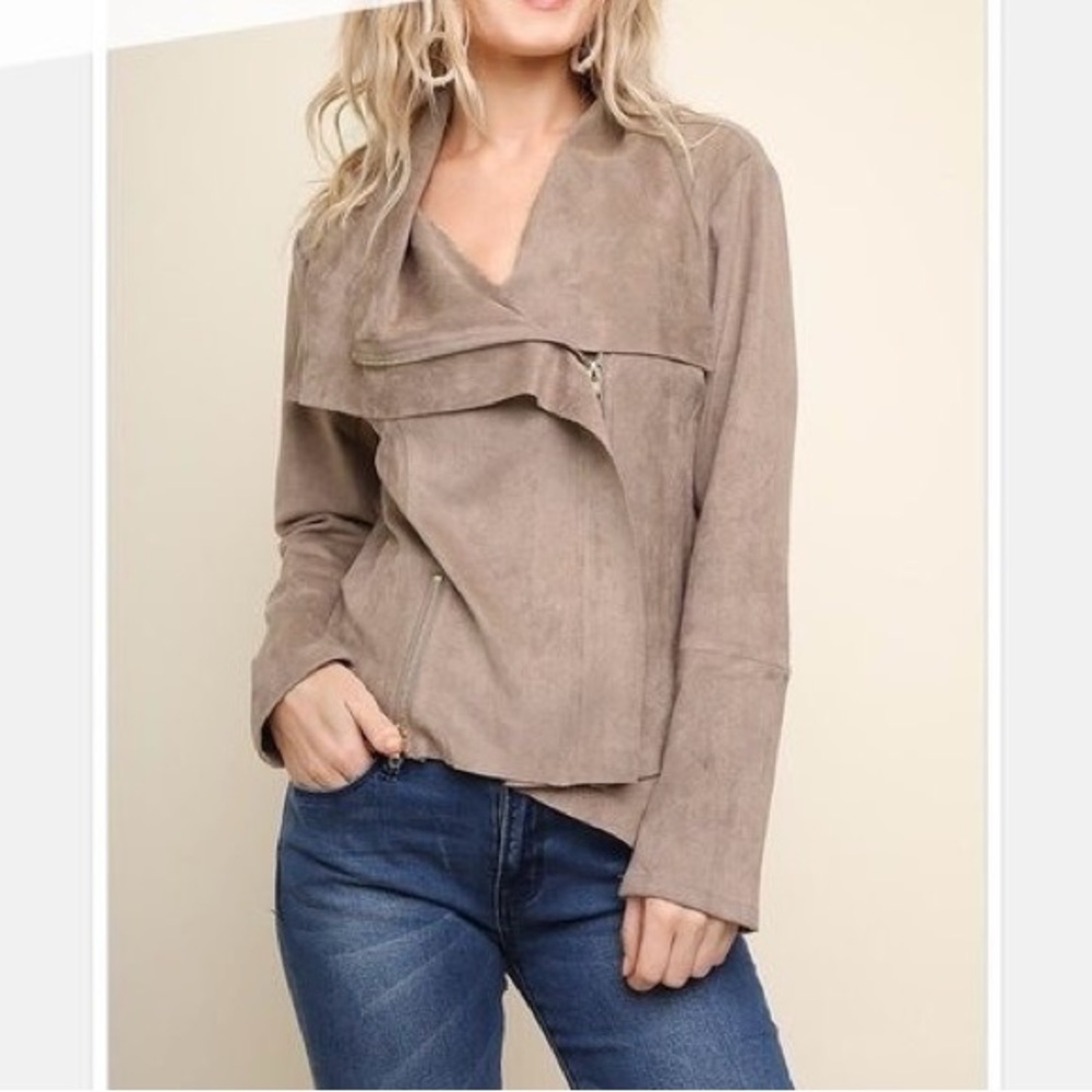 Women's Taupe Faux Suede Jacket